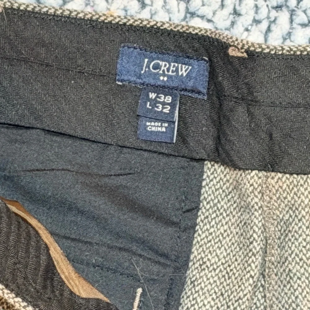 J.Crew Thompson Dress Pants Mens 38x32 Brown Wool Herringbone Slim Minimalist